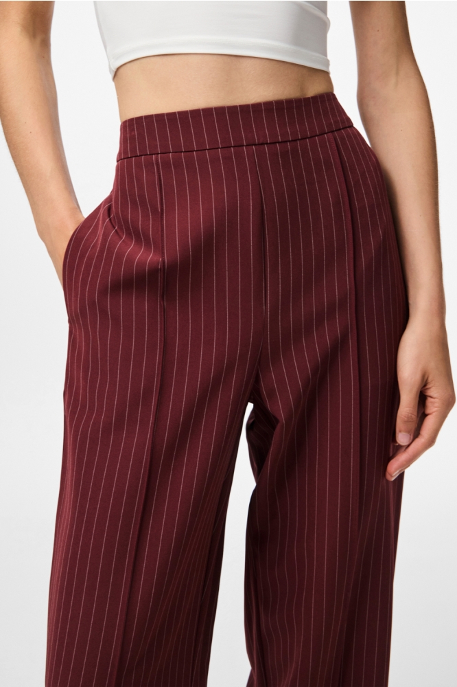 PCBOZZY HW WIDE STRIPED PANTS NOOS 17130407 Tawny Port/PINSTRIPE
